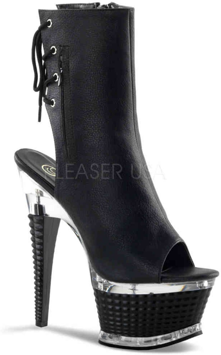 EU 38 = US 8 | ILLUSION-1018 | 6 1/2 Heel 2 1/2 Textured Platform Boot, Size Zip